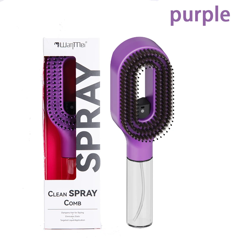 2-in-1 Spray Haarborstel, klitontwarrende hoofdmassageborstel met waternevelspray, antistatisch, gladmakend haarstylingtool voor thuis & op reis