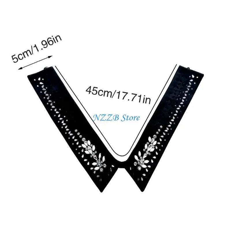 T21F Elegant False Collar Beading Collar Adjust Shawl Wrap for Women Decorative Blouse Collar Shirt Collar Accs