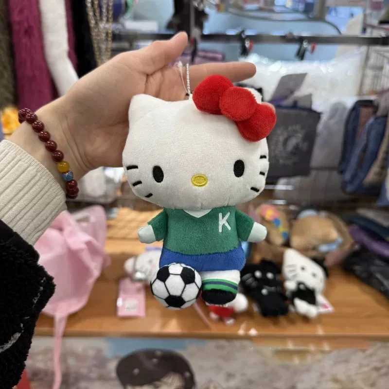 

6 Color Cartoon Hello Kitty Cosplay Football Boy Plush Doll Keychain PP Cotton Stuffed Doll Kawaii Couple Schoolbag Pendant Gift