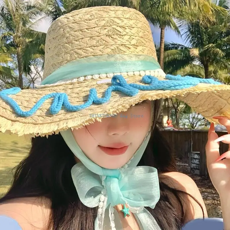 340D Stylish Unisex Sun Hat Natural Paper Straw Features Wide Brims Fashionable Outdoor Hat Great For Daily Wear Or Holiday