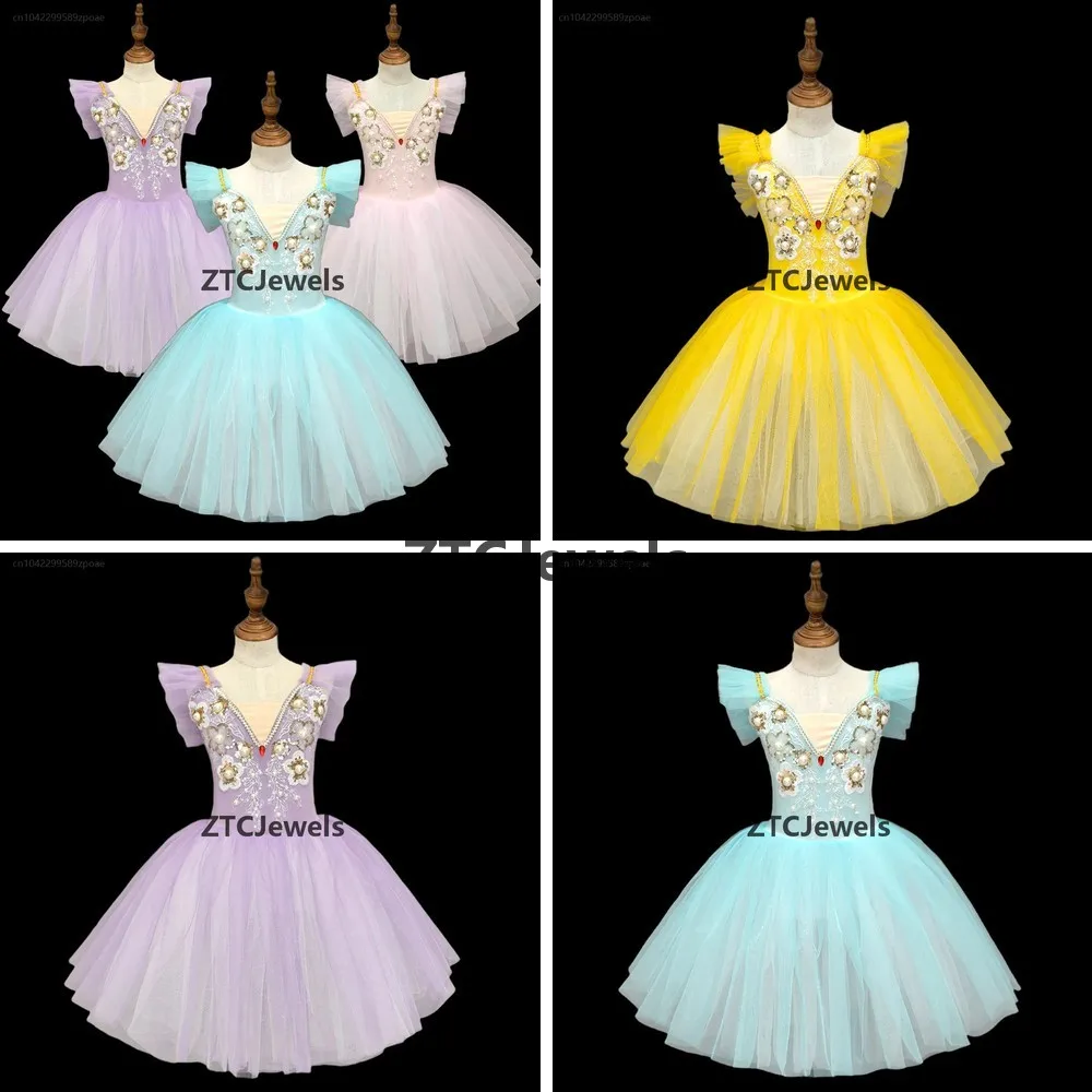 

Костюм для балета для девочек: пышное платье-пачка с пайетками, наряд для танцев и косплея в образе маленькой лебеди