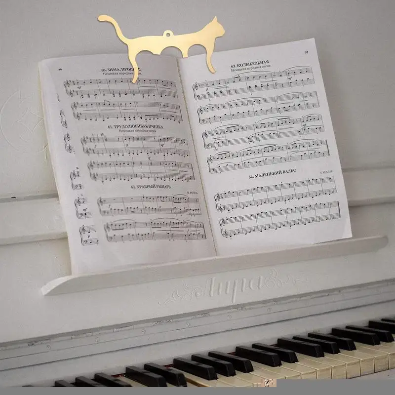 Music Stand Clip Metal Music Book Clip With Cat Shape Plated Music Bookmark For Piano Book Keyboard Musician Nickel