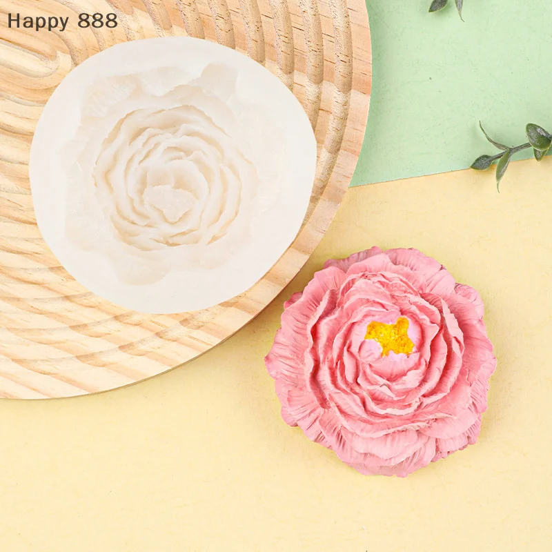 قالب سيليكون الفاوانيا ثلاثي الأبعاد للشموع والصابون والراتنج والجص والشوكولاتة والكعك والثلج - أداة متعددة الاستخدامات للخبز والحرف اليدوية #1