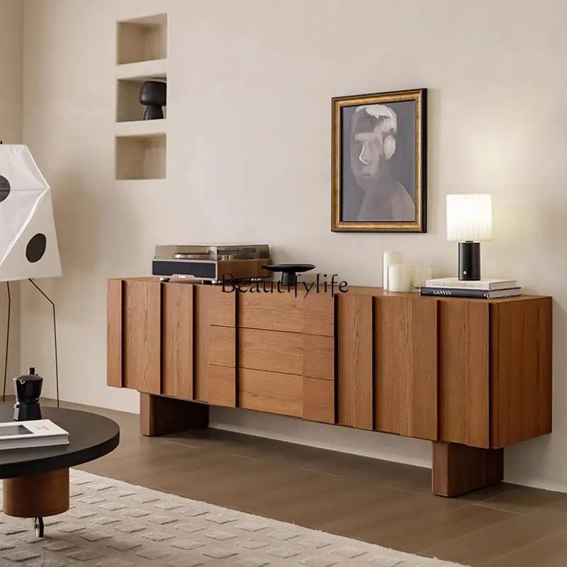 

vintage style TV cabinet solid wood wabi-sabi style furniture storage cabinet art designer living room