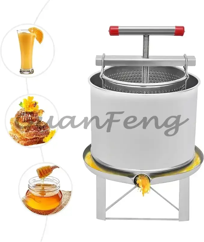 Manual Press Bucket Honey Extractor, Multifunctional Extruding Machine for Beekeeping and Brewing Juice Extraction