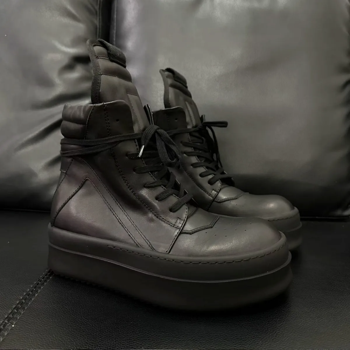 R-o Designer Men Shoe Women Sneaker High Top Shoes Black Leather Boots Luxury Casual Sneakers Zipper 6cm Thick Sole Ankle Boot