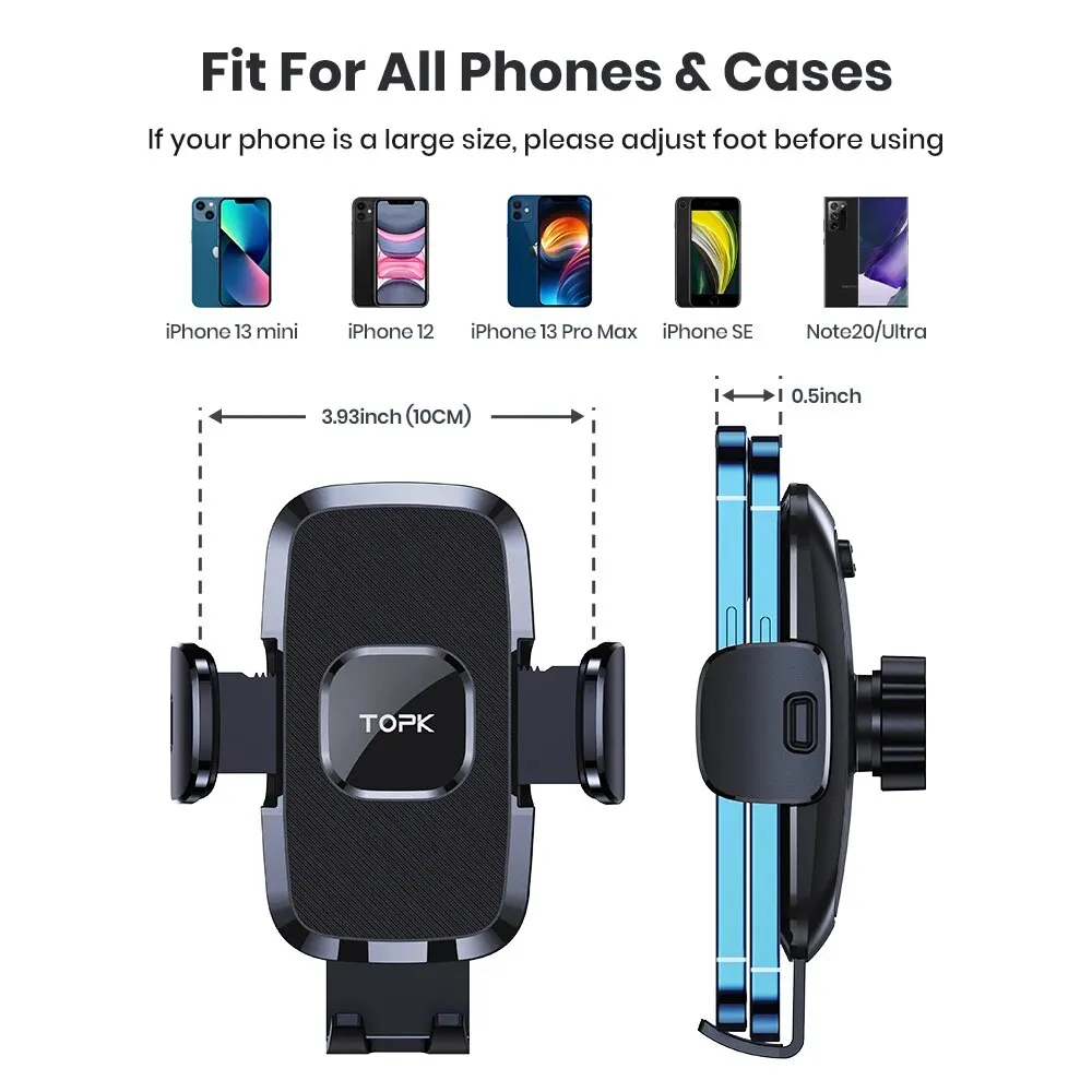 TOPK Car Phone Holder Mount for Car Air Vent Universal Hands Free Automobile Cell Phone Holder Fit for iPhone Smartphone image 6