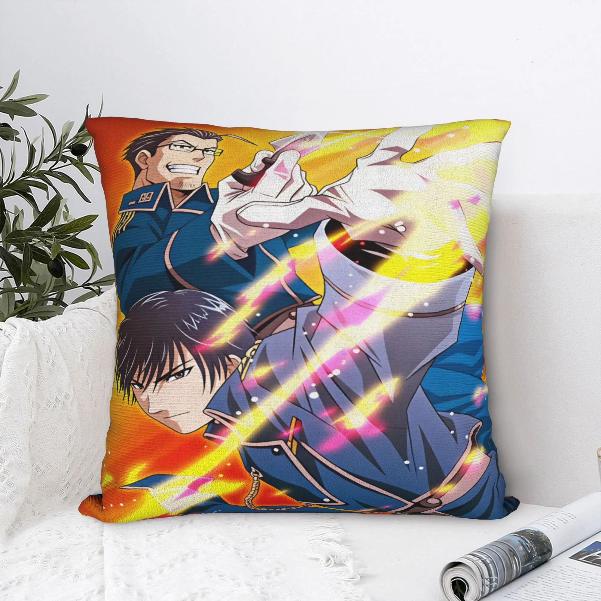 Roy Mustang Pillow Case Fullmetal Alchemists Soft Pillow Cover Fashion Pillowcases For Sofa Couch Bed Living Room