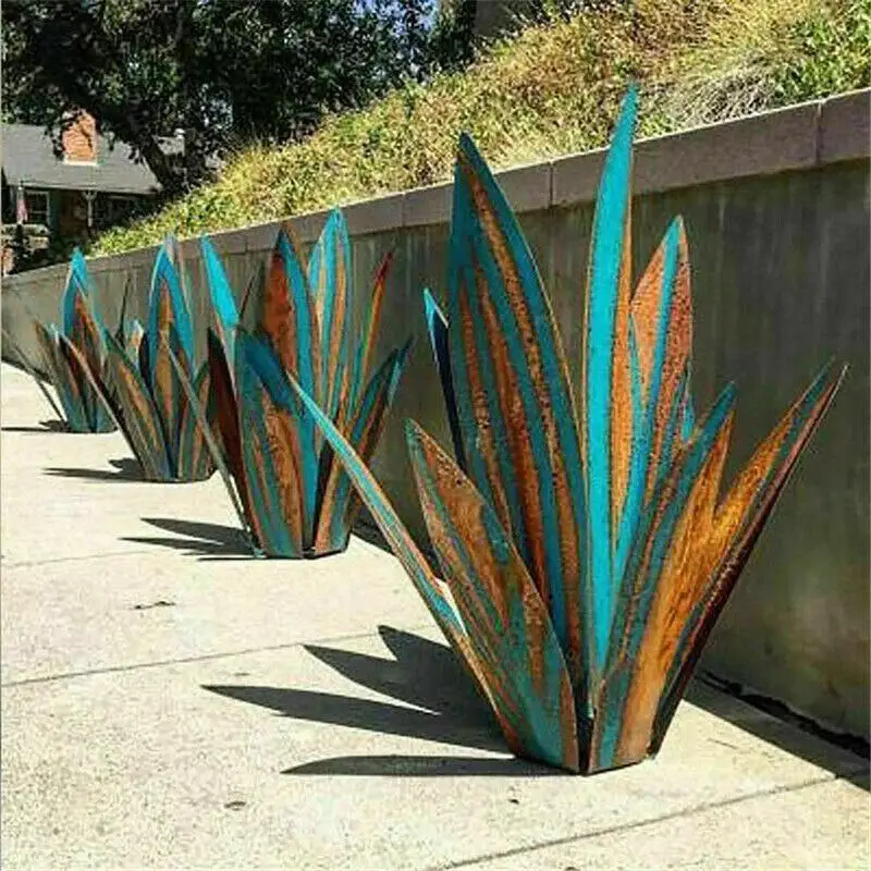 Neue DIY Metall-Kunst Tequila Rustikale Skulptur 9 Blätter Garten-Skulptur Heim-Dekoration