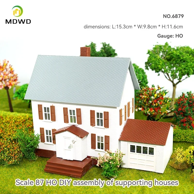 DIY Modelo Moradia Casa, Pátio Modelo Kit, Material de Construção, Trem Diorama, Layout Ferroviário, Estilo Americano, 1:87, 1Pc