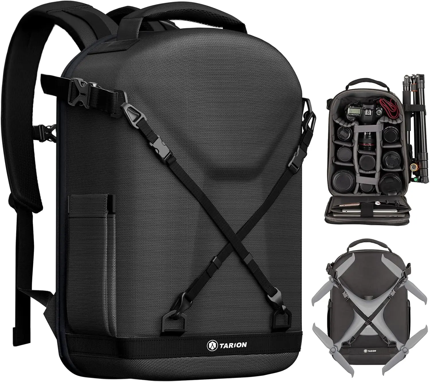 

Hardshell Camera Backpack - 14.5' Laptop Compartment, Waterproof Raincover, Professional Photographer's Bag (TRH Black)