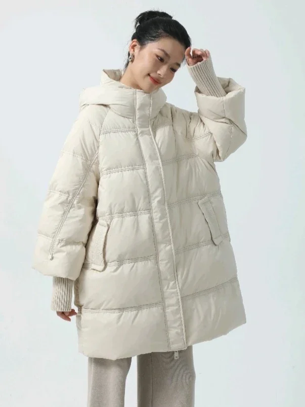 2025 شتاء جديد 90 بطة بيضاء أسفل المرأة مقنعين أسفل سترة التنقل سترة الموضة