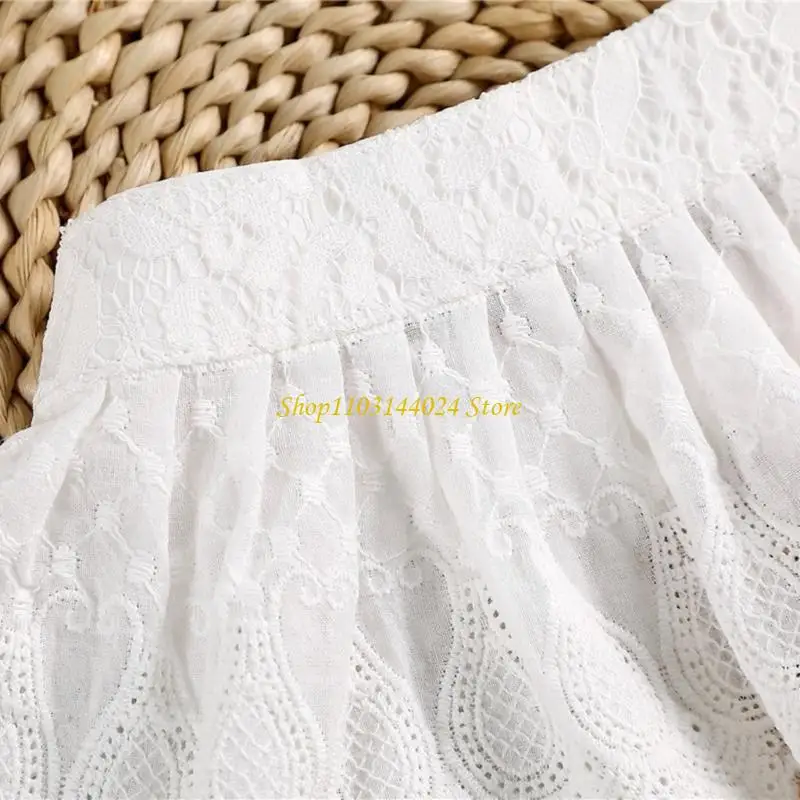 N5KE ลูกไม้ Ruffled Faux COLLAR ที่ถอดออกได้ Ruff COLLAR เครื่องแต่งกาย Props สำหรับธีมกิจกรรม