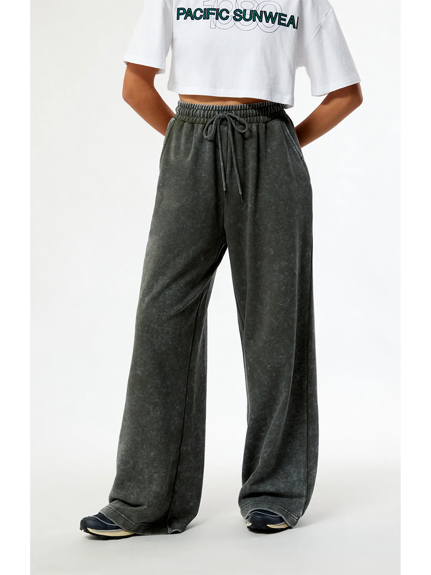 パックサン アシッドワ エクストラ ルーズ ワイドレッグパンツ スポーツ スーパーストレッチ スウェットパンツ ハイウエスト ストレート チューブ ニット コットン