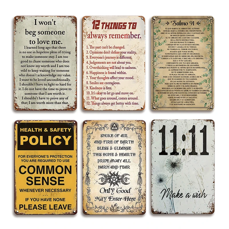 

6pcs, Vintage Man Cave Decor, Funny Sarcasm Metal Tin Signs, Office Tin Plates, Garage Bar Patio Wall Decorations Gifts