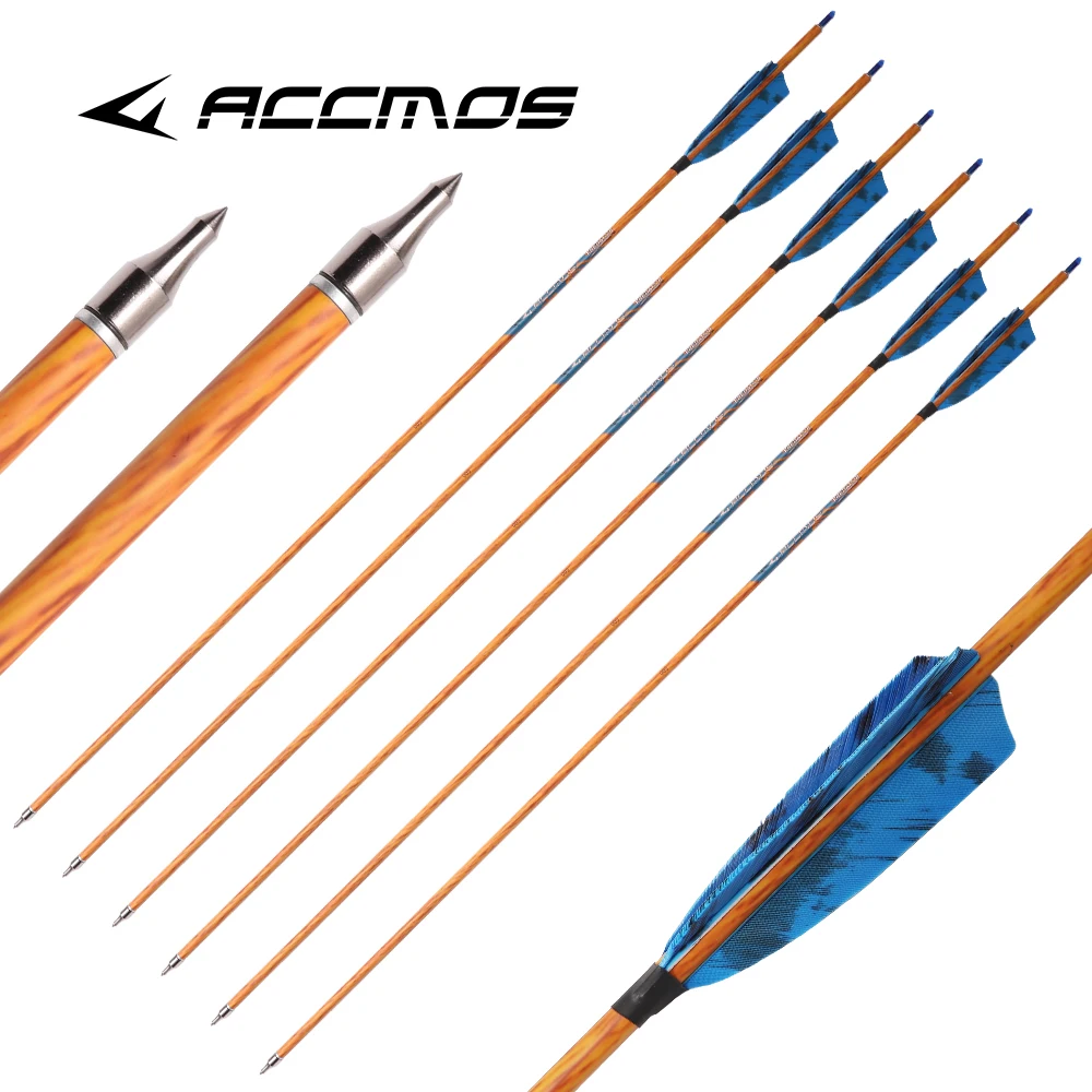 6/12 قطعة ID6.2 الكربون النقي الخشب الجلد السهم العمود الفقري 300/400/500/600/700/350/450/550 الرماية الصيد الأزرق تركيا ريشة السهم