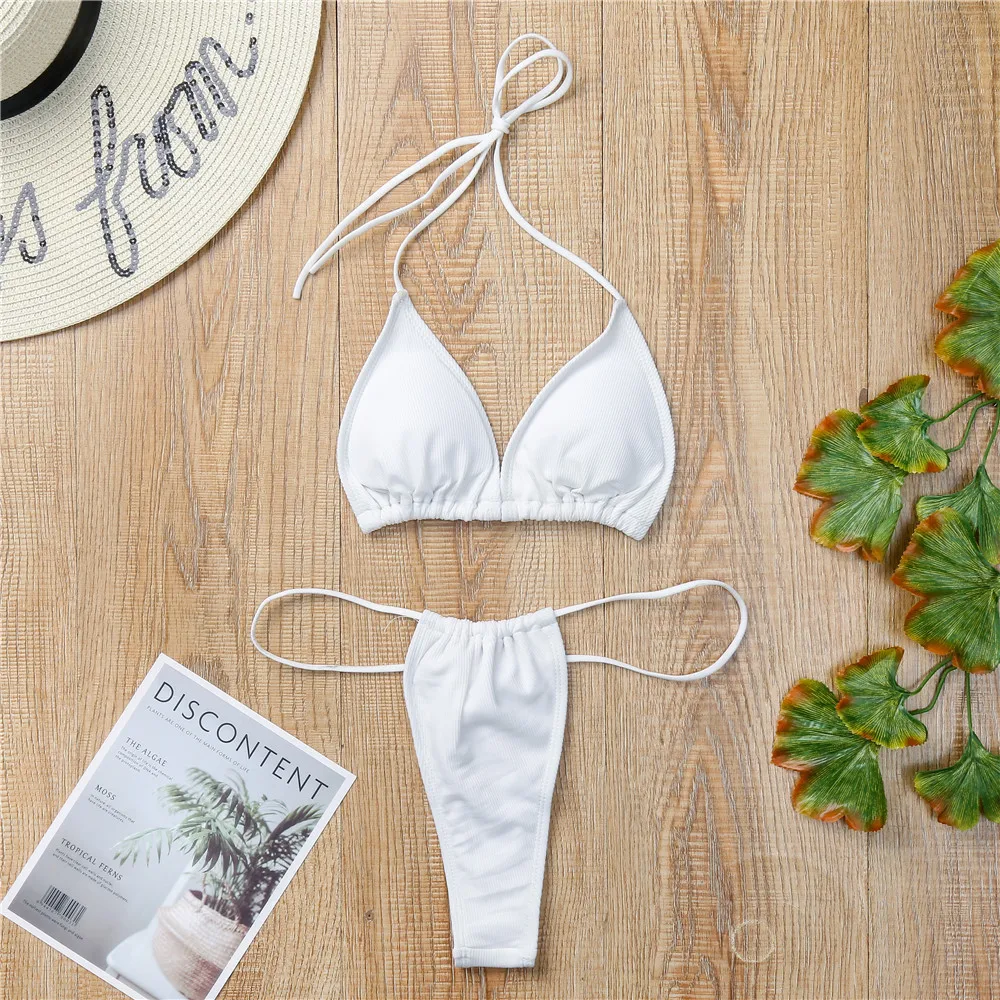 

Недорогой и стильный комплект бикини: модный женский купальник для вечеринок у бассейна, сексуальный треугольный купальник с мягкой подкладкой и шнуровкой для пляжа