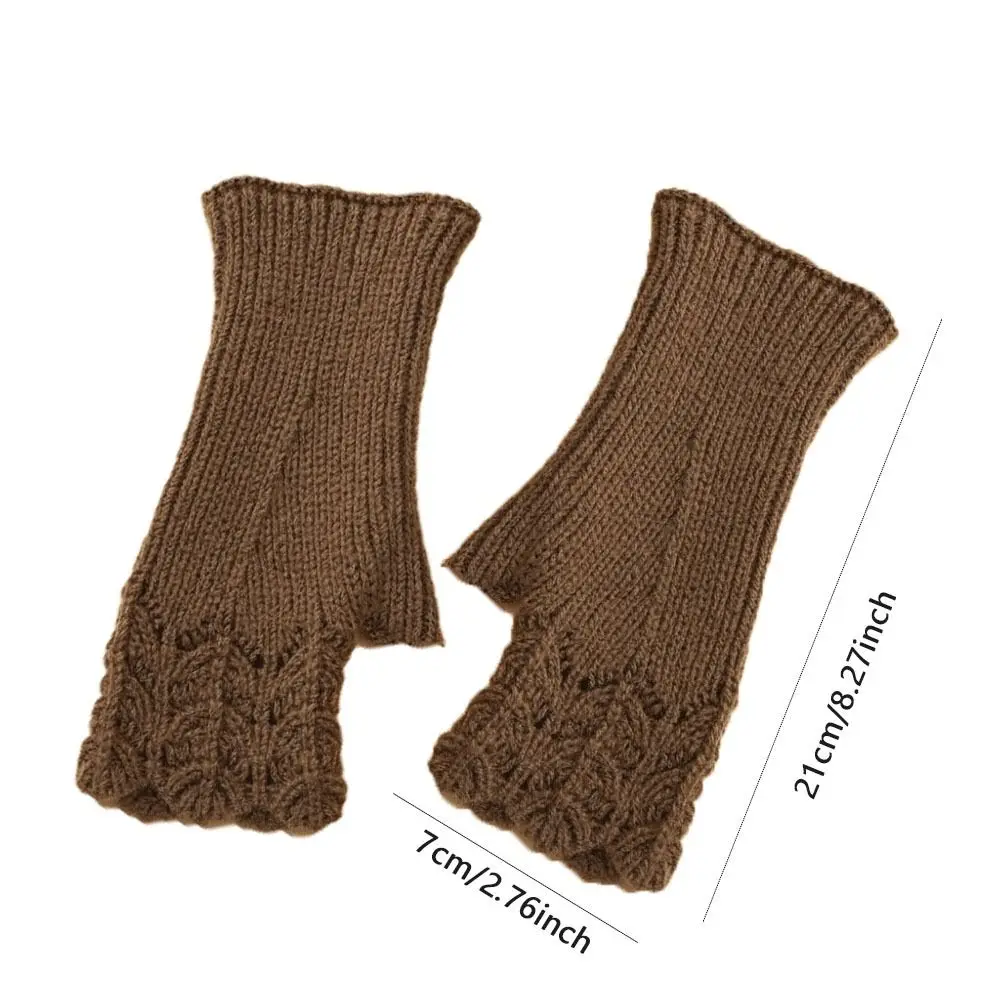 Knitted Women Imitation Cashmere Mitts Warmth Elegant Lace Thermal Gloves Softness Fingerless Glove Autumn Winter