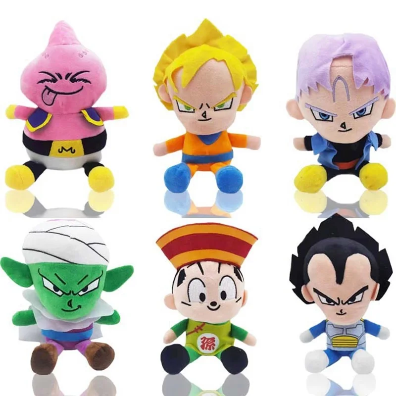 20cm Dragon Ball Japan Anime Plush Toys Super Saiyan Goku Vegeta Picollo Trunks Gohan Cartoon Figure Stuffed Dolls Child Gifts