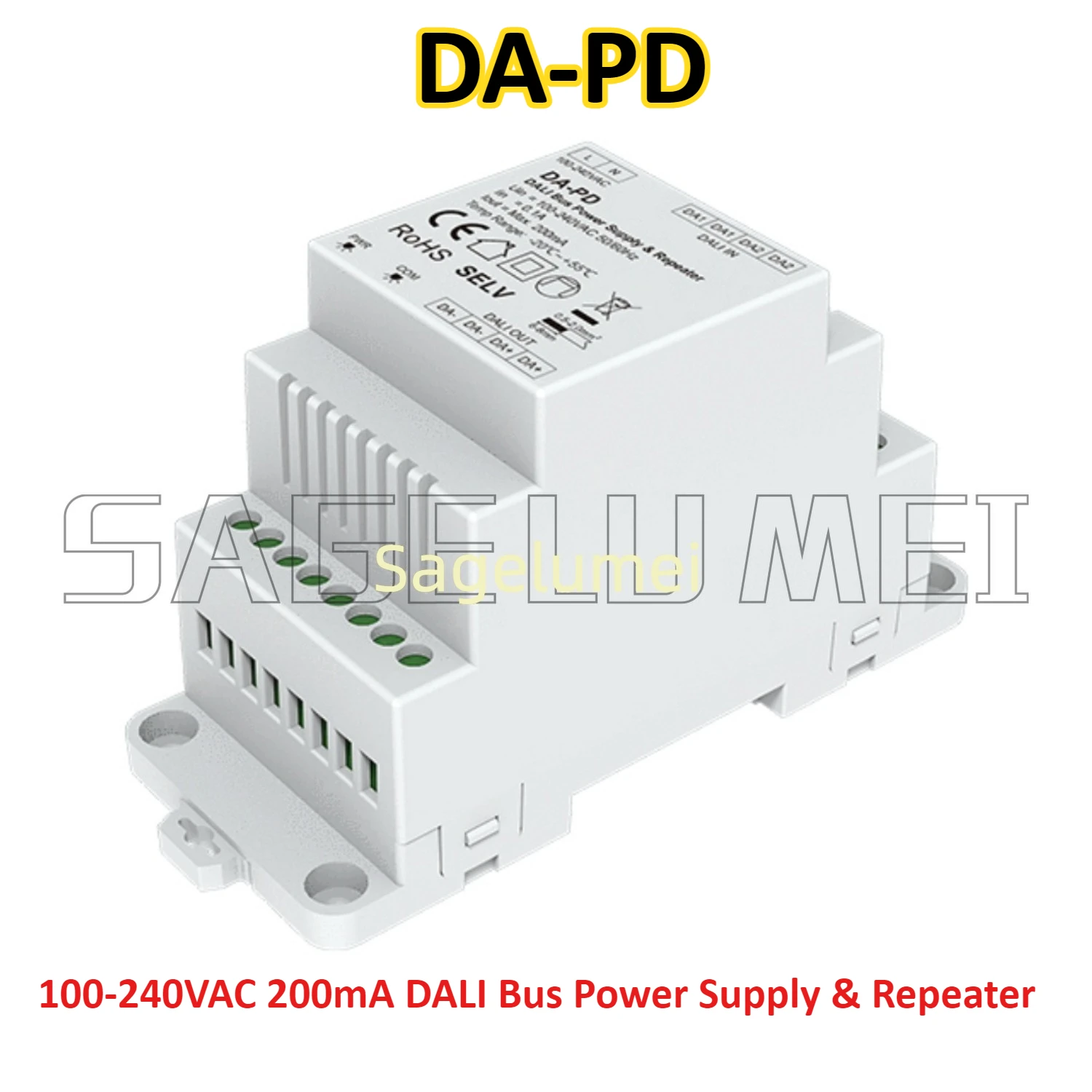 DA-PD DALI Bus Power Supply& Repeater MAX200mA 100-240VAC DALI repeater with integrated DALI power supply 50/60Hz bidirectional