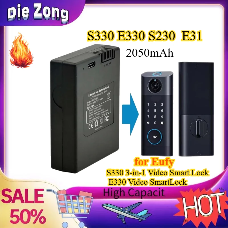

S230 E31 New For Eufy 2050mAh High-Quality Rechargeable Battery for Eufy S330 3-in-1 Video Smart Lock E330 Video SmartLock