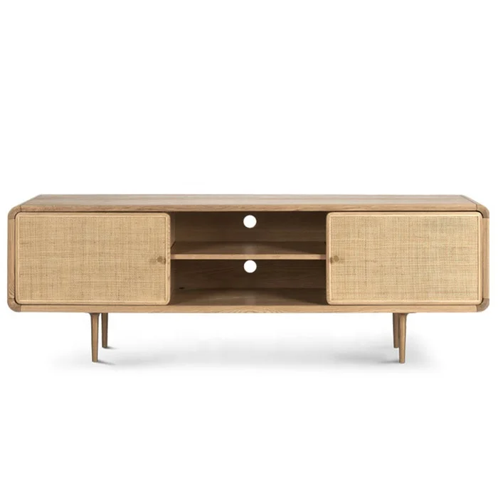 High Quality Custom Furniture Living Room Wood Rattan Tv Display Stand Cabinet
