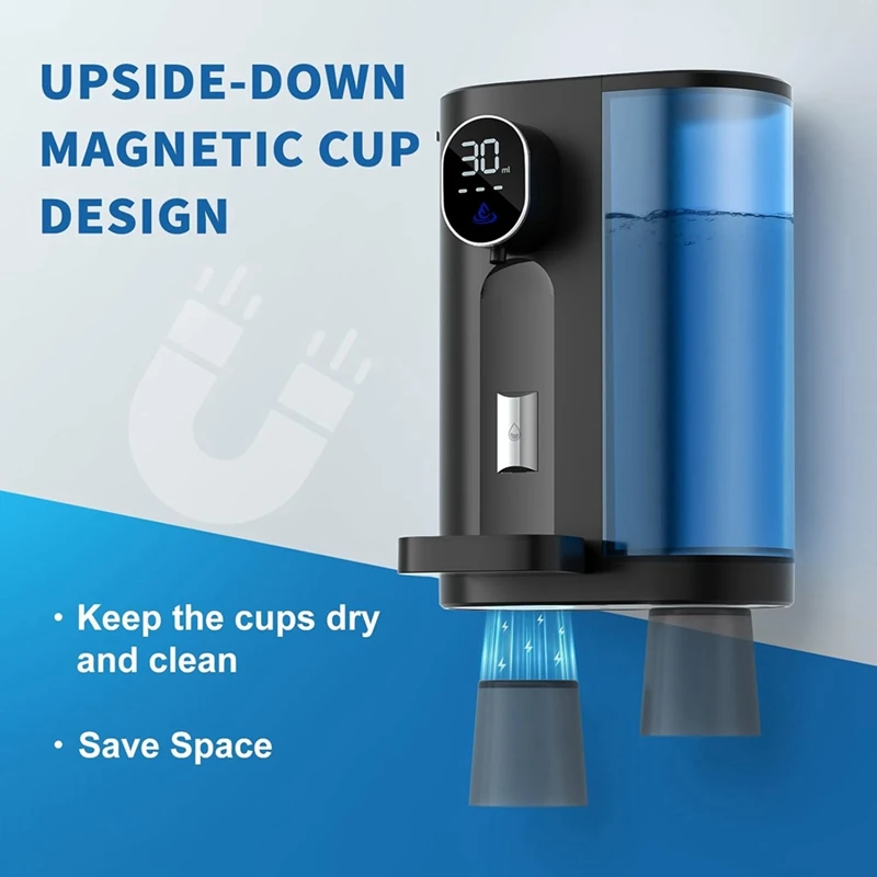 Automatic Mouthwash Dispenser For Bathroom: Wash Dispenser With Magnetic Cup Holder, Wall Mounted For Kids Adults