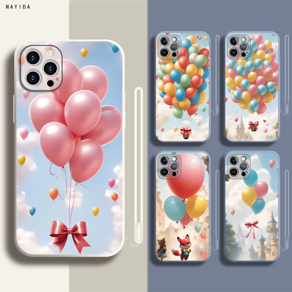 Soft Silicone Phone Case For Apple iPhone 15 14 13 12 11 Pro X XS Max XR Plus Mini Cover Bow balloon