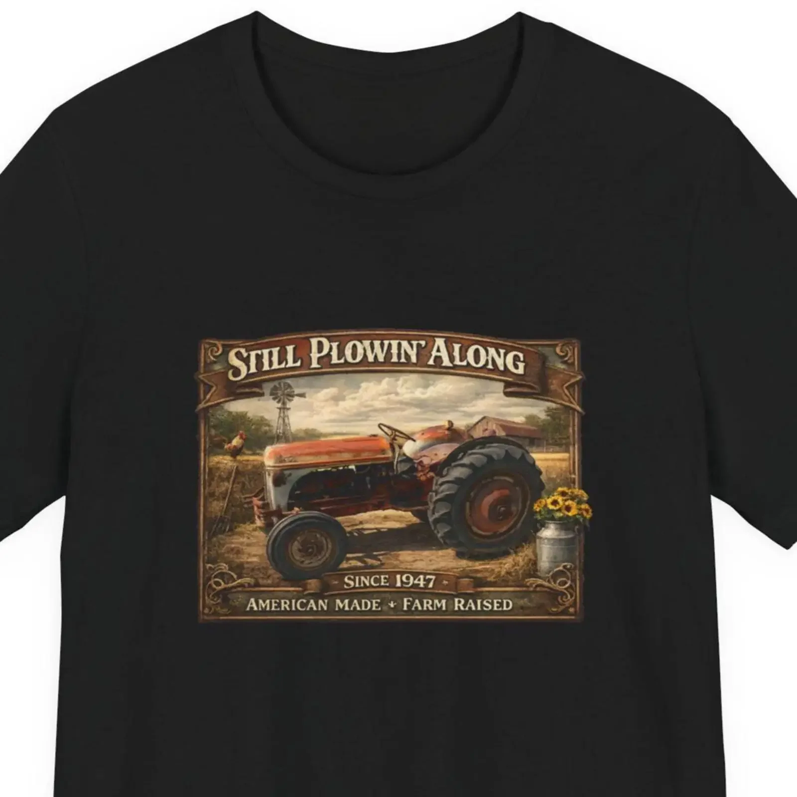 Still Plowin amp 39 Along Tractor T Shirt Vintage Farm Nostalgia Rustic Art vintage Washed graphic homme Slightly Versatile