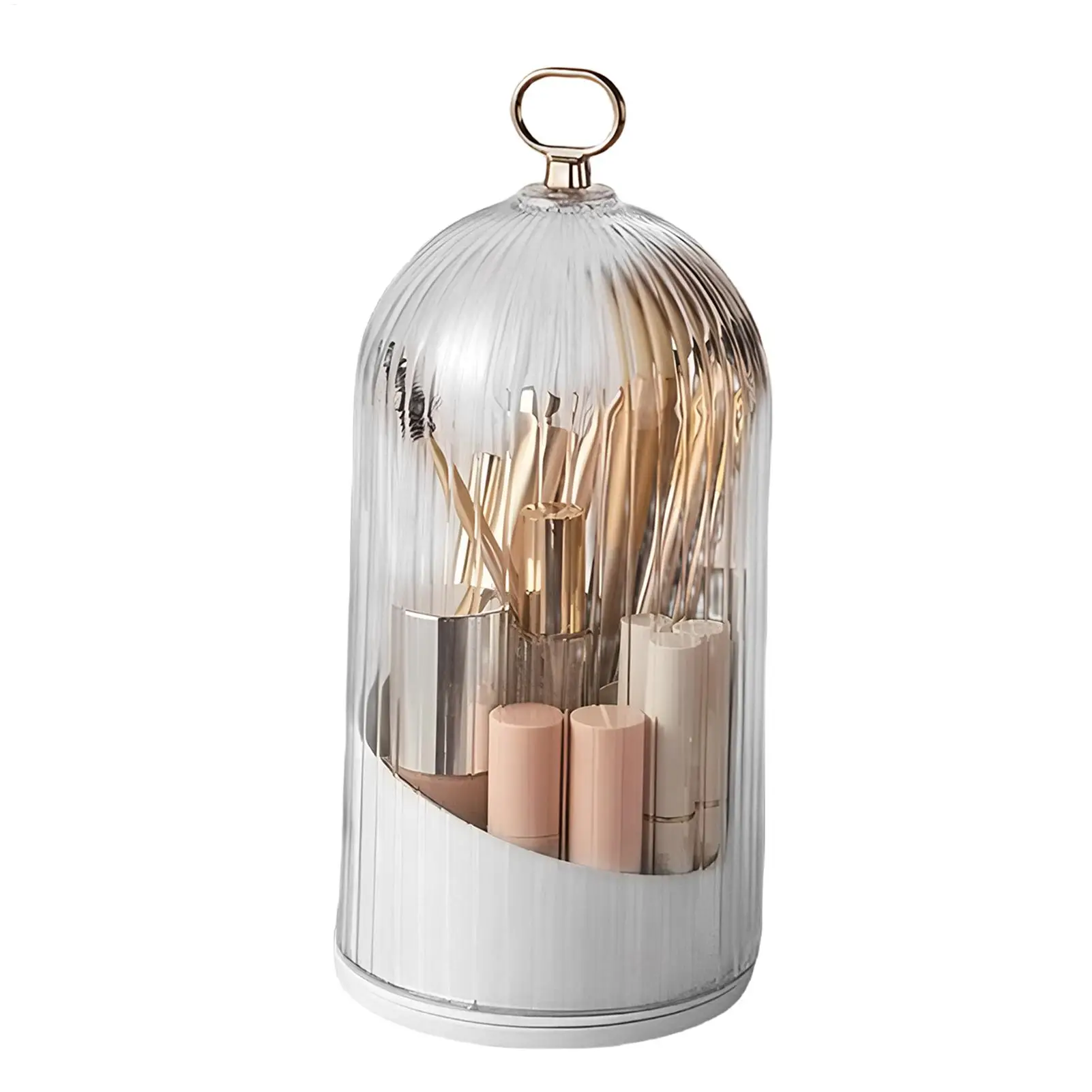Concealed Toothbrush Holder Dustproof Lipstick Storage Box Rotating 3-Slot Bathroom Toothbrush Holders with Sliding Lid
