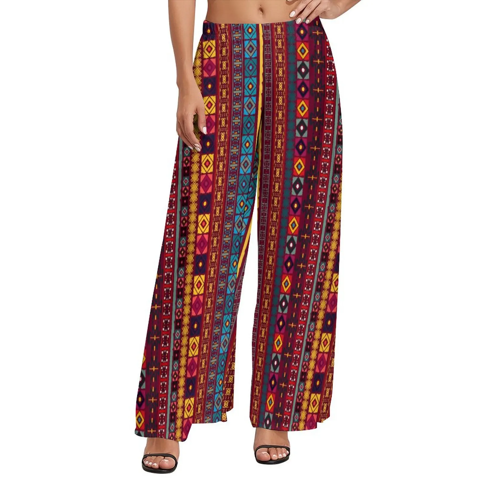 Tribal Print Pants Womens Vintage Ethnic Boho Street Fashion Trousers High Waist Sexy Wide Pants Gift