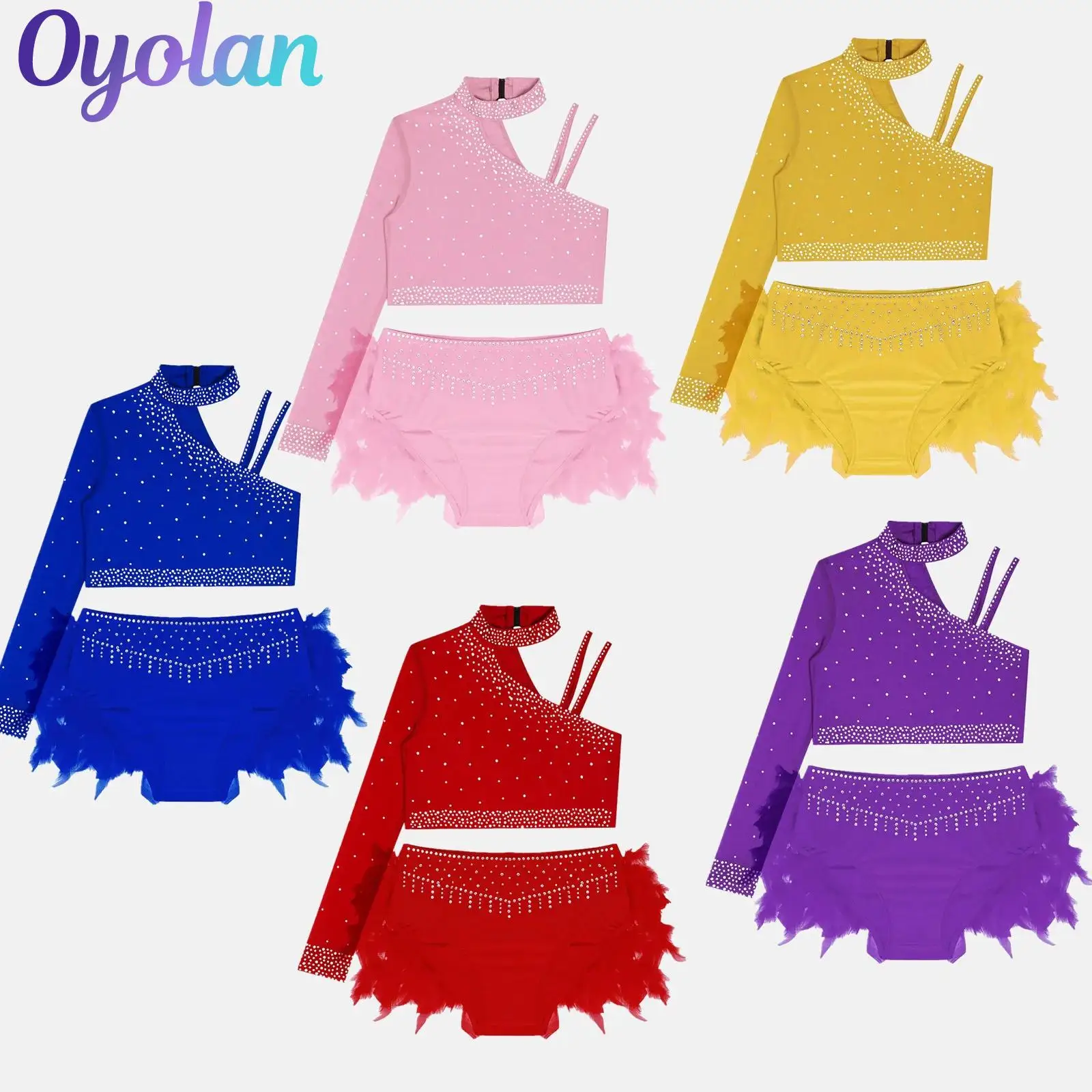 

Kids Girls Gymnastics Artistic Figure Skating Ballet Latin Jazz Dance Outfits Rhinestones Contemporary Dance Performance Costume