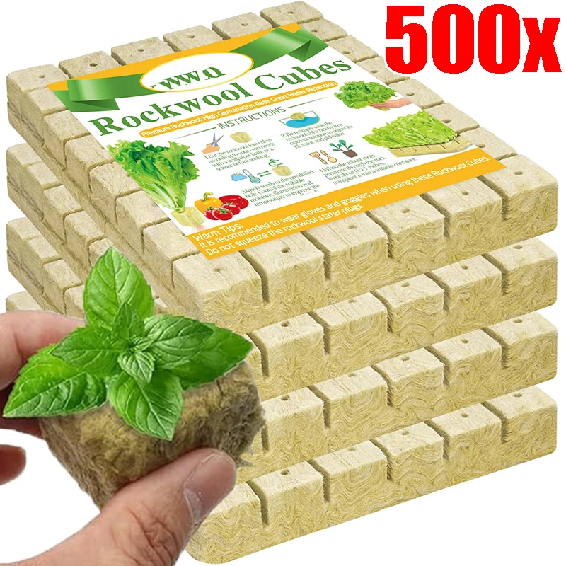 50/500x Stonewool Hydroponic Grow Media Cubes Garden Seedling Block Water Cultivation Seed Sowing Germination Culture Substrate