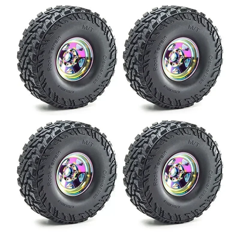 

4pcs 120mm 1.9" Metal Beadlock Wheel Rim Rubber Tire Set for 1/10 RC Crawler Car TRX4 RC4WD D90 D110 Axial SCX10 MST