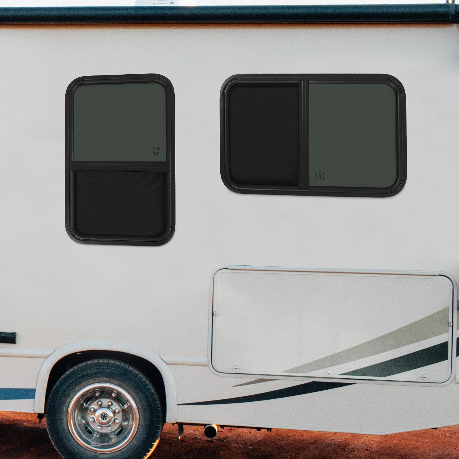 نافذة RV عمودية مع زجاج مقسى بشاشة حشرة لتعزيز الضوء الطبيعي والتهوية أثناء رحلات التخييم #6