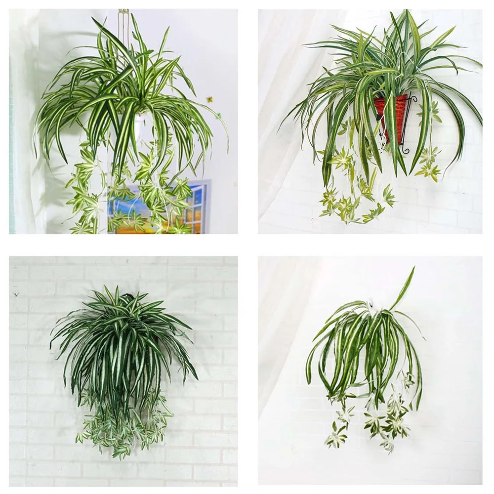 1pc künstliche Pflanzen hängen Chlor ophytum Kunststoff gefälschte Pflanze Grün für Zimmer Home Yard Wand dekoration Garten dekoration im Freien – Detail 3