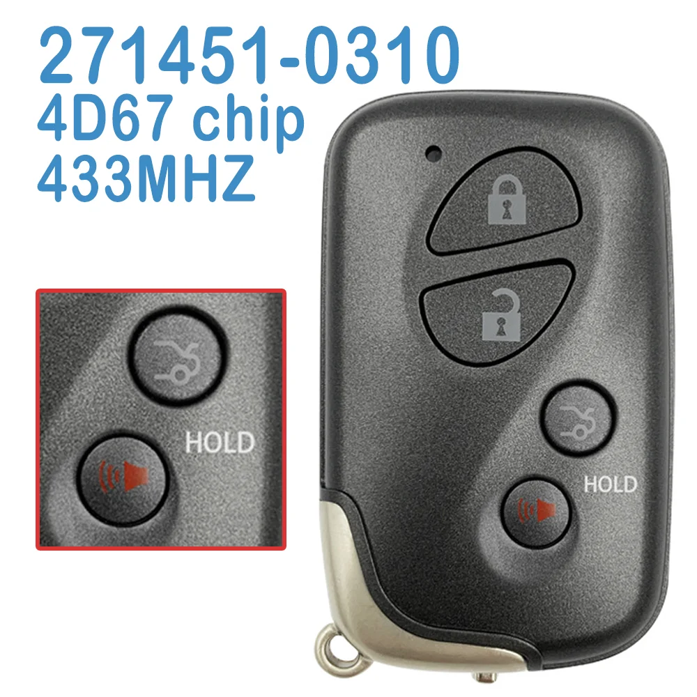 

271451-0310 Auto Smart Remote 433MHz 3+1B 4D67 Chip Replace Car Key For Lexus IS350 ES350 GS460