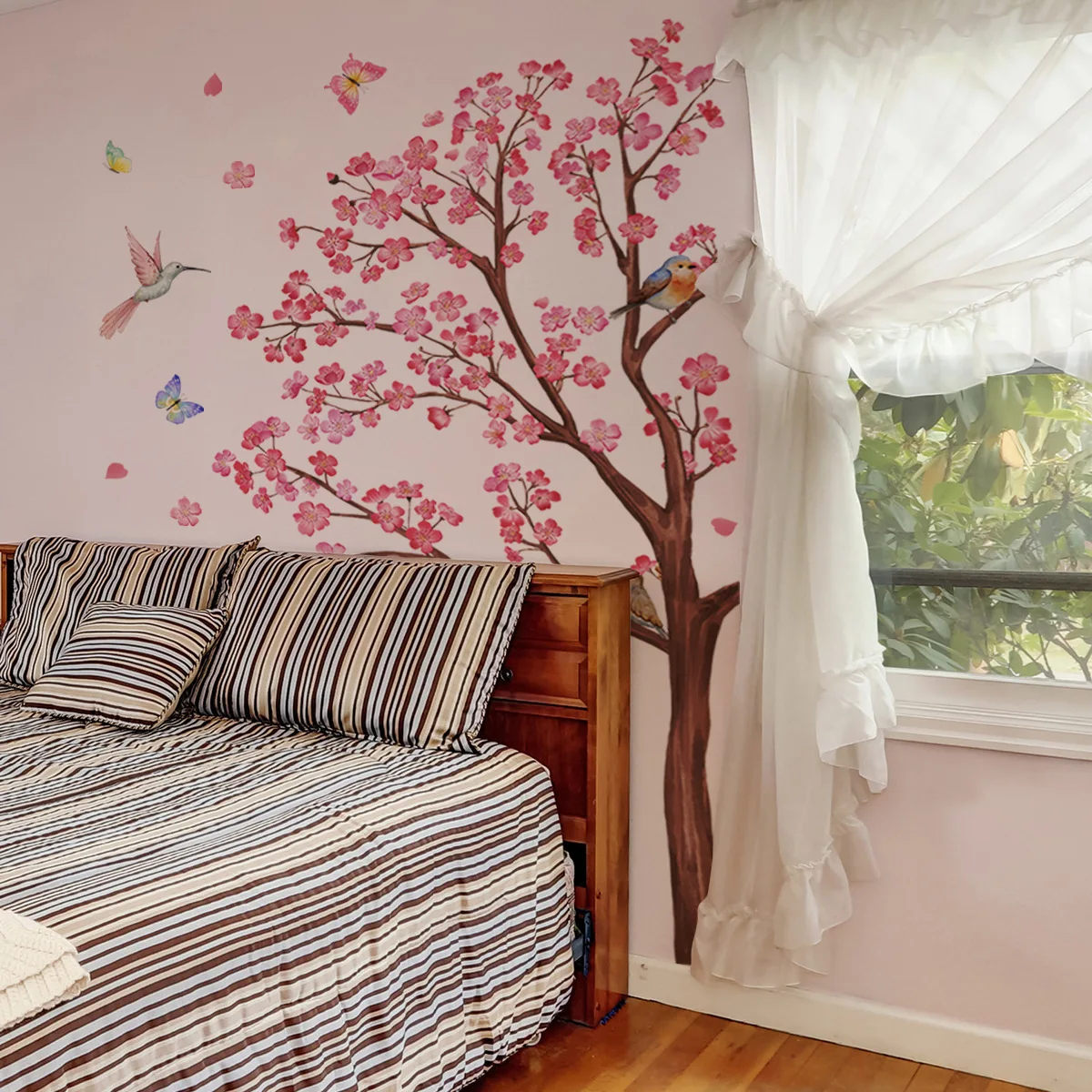 สติ๊กเกอร์ติดผนังลายดอกไม้นกสี - Baby Nursery Plants บทวิจารณ์และราคา