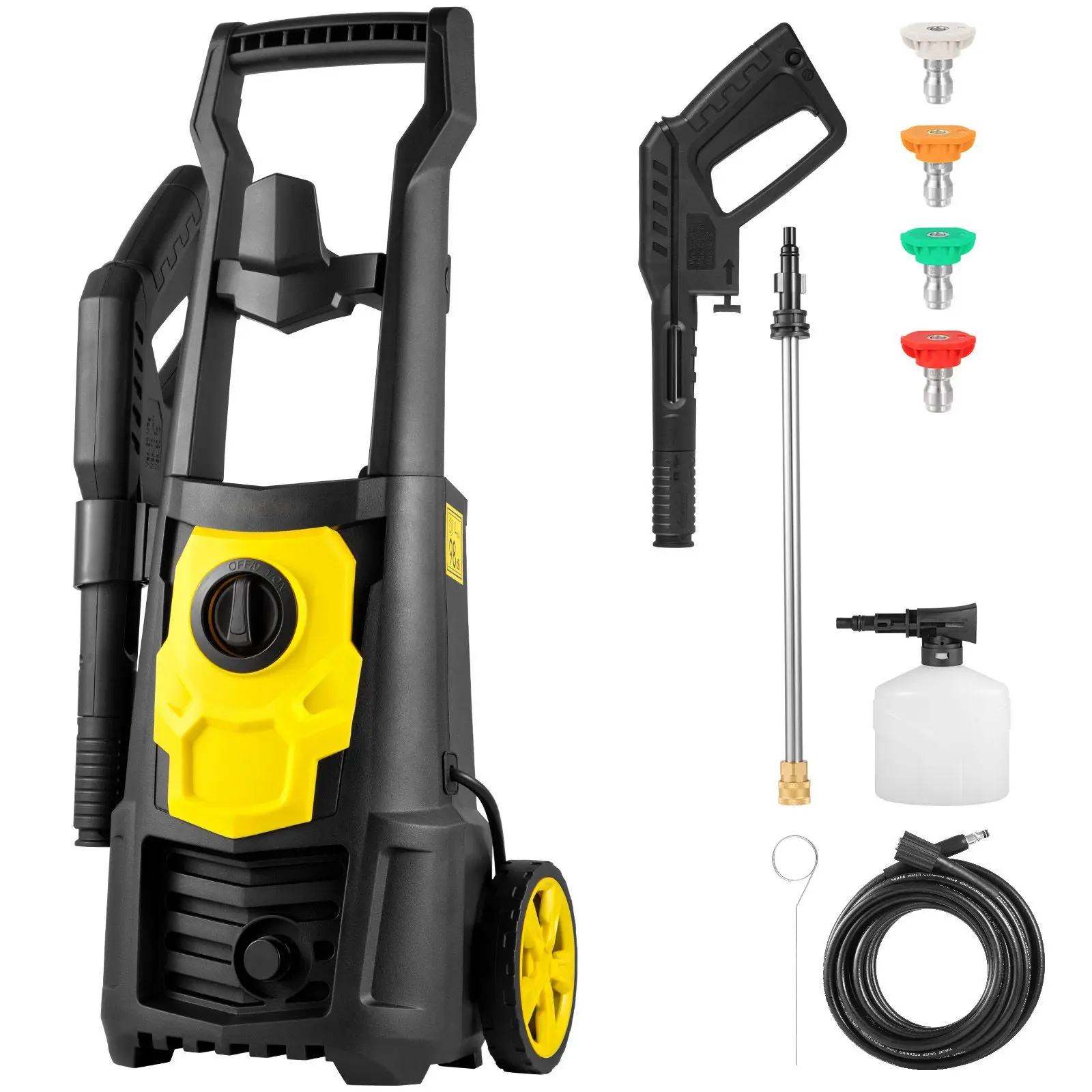 Electric Power Washer, 2000 PSI, Max 1.65 GPM Pressure Washer with 30 Ft Hose & Reel, 5 Quick Connect Nozzles, Foam Cannon