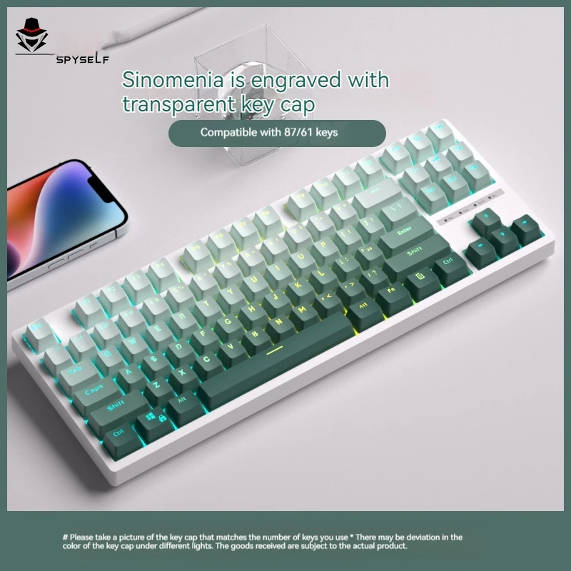 

Spy's Original Green Vine Key Cap Pbt Transparent Oem Highly Authentic Side Engraving Heat Sublimation Gradual Color Changing