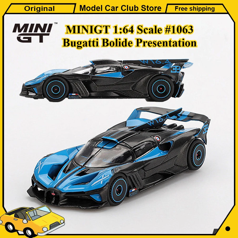 

New MINIGT 1:64 Scale #1063 Bugatti Bolide Presentation Supercar Alloy Car Model Miniature Diecast Collection Ornament Hobby Toy