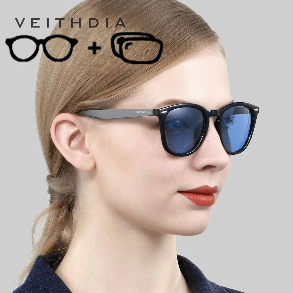 VEITHDIA брендовые солнцезащитные очки по рецепту, фотохромные поляризационные солнцезащитные очки UV400 для близорукости, очки для мужчин и женщин PJ6116