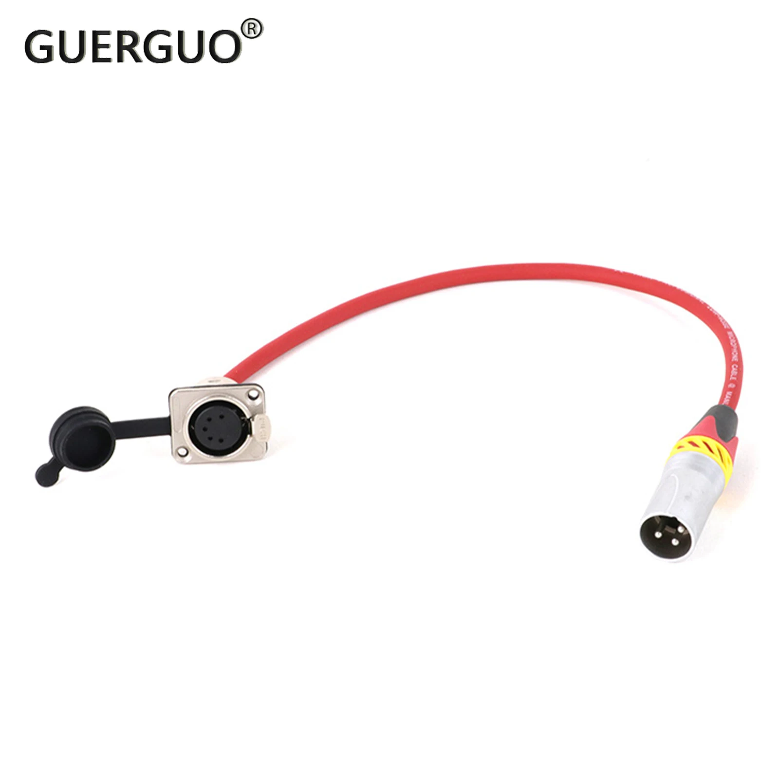 GuerGuo 3Pin XLR złącze męskie do 5Pin typu D XLR żeński adapter mocowanie panelu Audio kolorowy kabel do mikser do mikrofonu 0.3M-15M