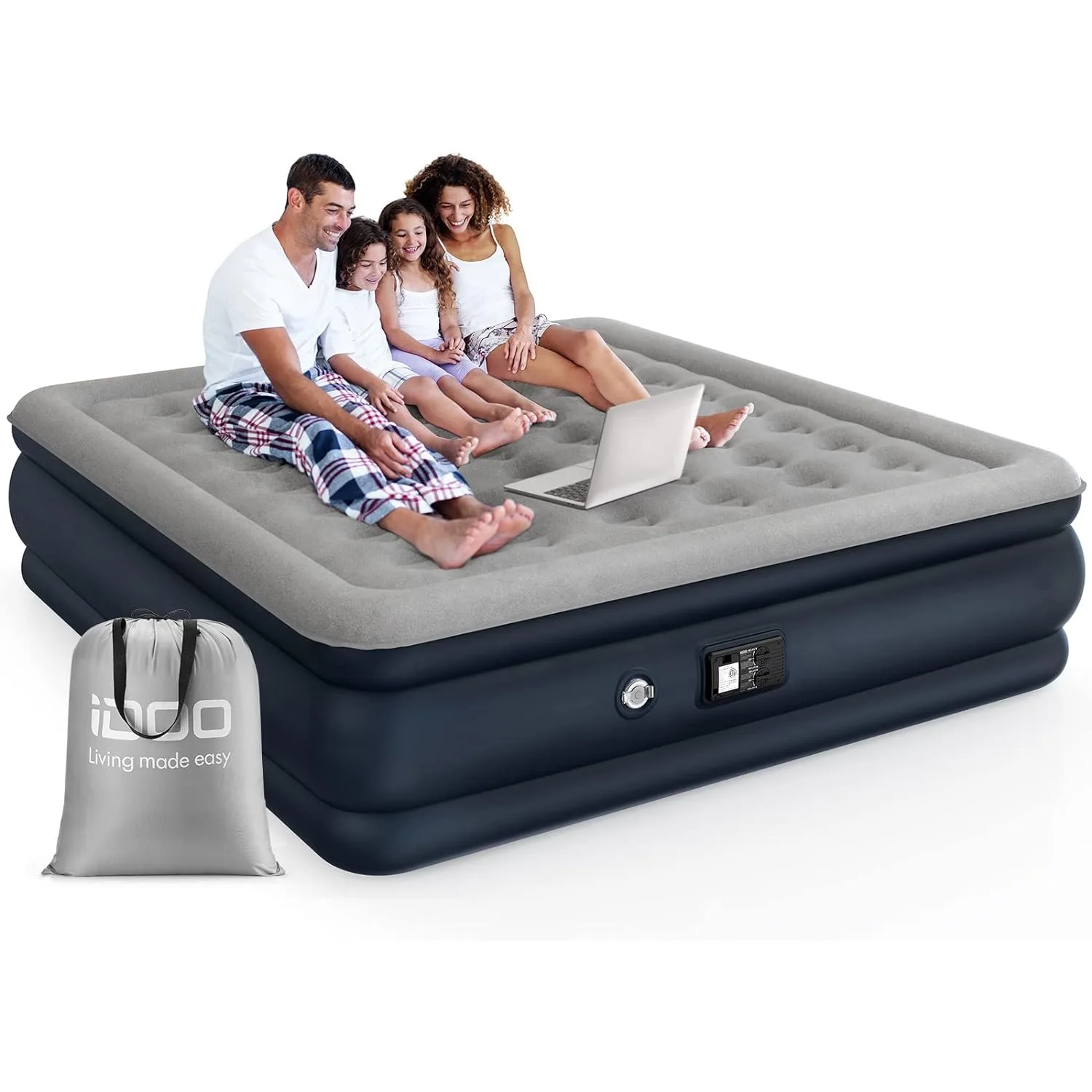 King Air Mattress with Built in Pump, Inflatable Mattress for Camping & Guest, Fast-Inflating Blow-up Bed, Colchon Inflable