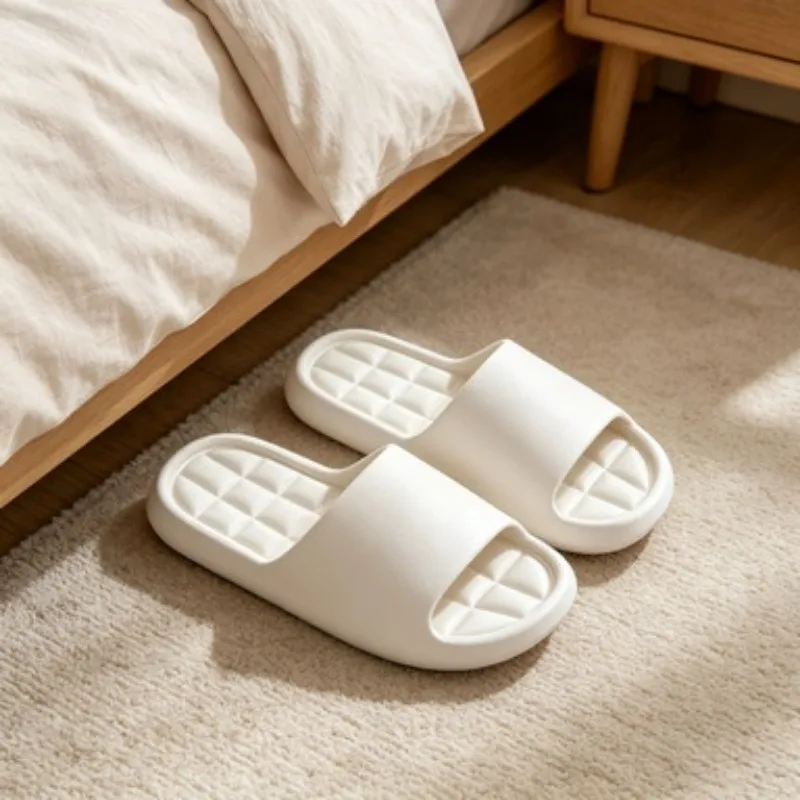 

Unisex Bathroom Slippers Cloud Cushion Slides Summer Flat Sandals Thick Platform Shoes Man Indoor Non-Slip Couple Flip Flops