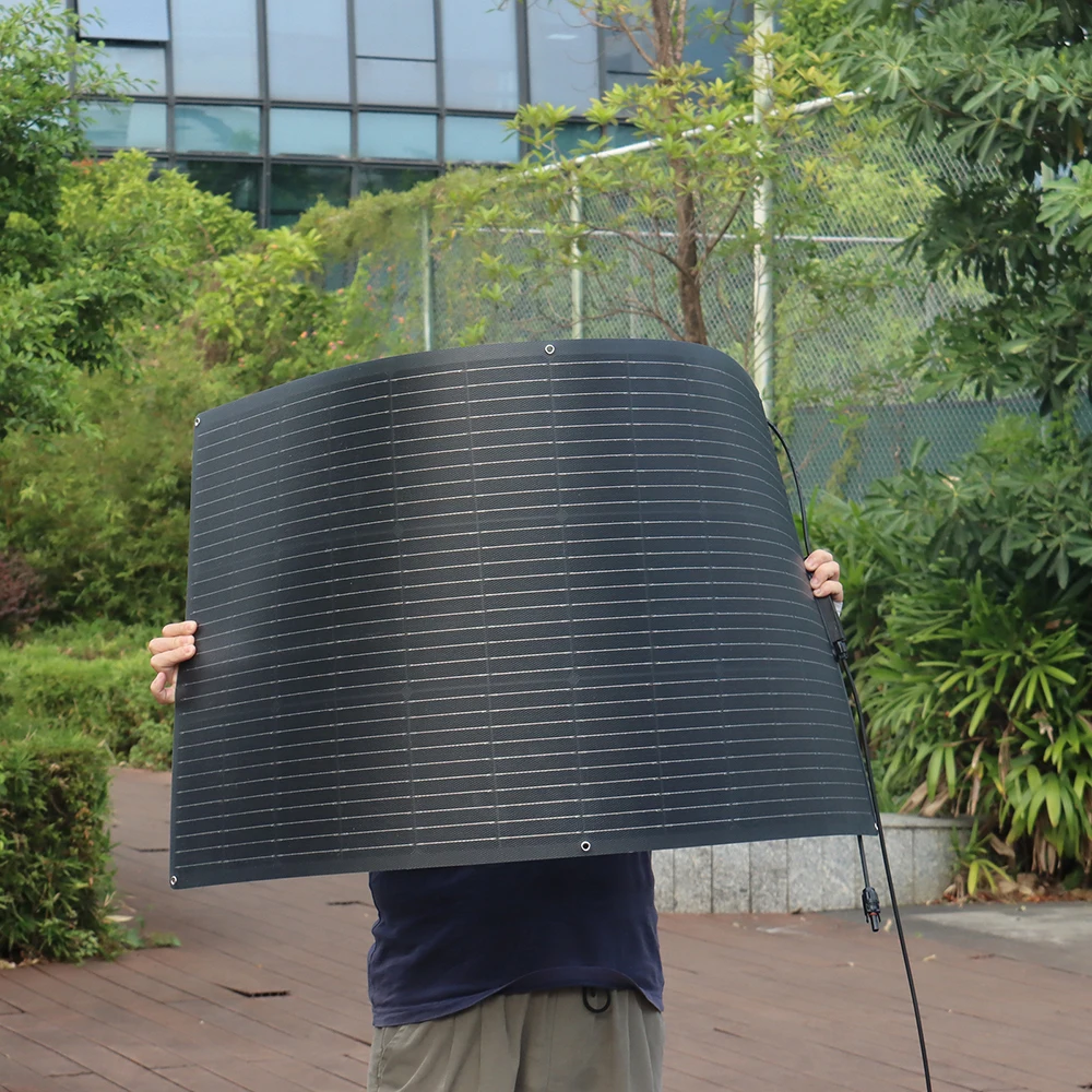 ETFE لوحة طاقة شمسية شبه مرنة 150 واط 19.8 فولت شرفة الضوئية الكهروضوئية 150 واط لوحة شحن بالطاقة الشمسية لبطارية قارب التخييم 12 فولت/24 فولت #4