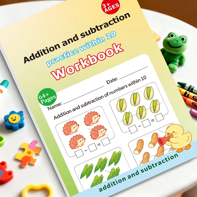 Cahier d'exercices de mathématiques pour enfants de 0 à 20, addition et soustraction, pour l'école préscolaire et la formation à l'arithmétique, cadeau idéal
