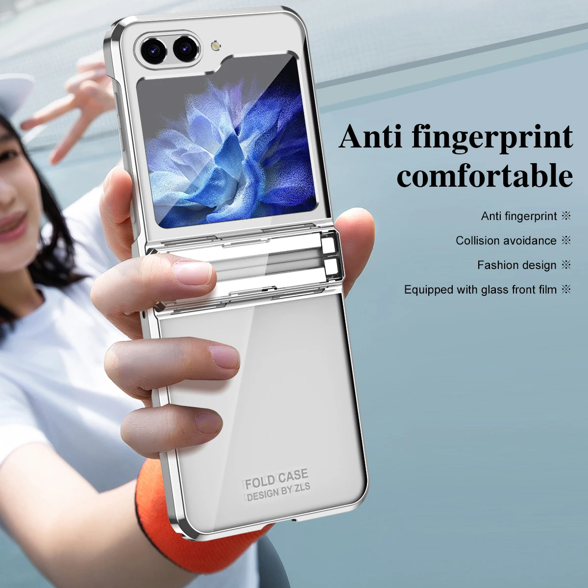 For Samsung Galaxy Z Flip 6 5 4 3 Case Luxury Transparent Electroplated With Folding Hinge Shockproof Protection Hard Back Cover