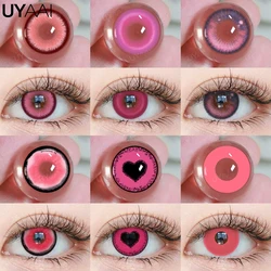 UYAAI 1 Pair Anime Pink Lenses for Eyes Cosplay Lenses for Halloween Nezuko Colorcon y2k Eye Contacts