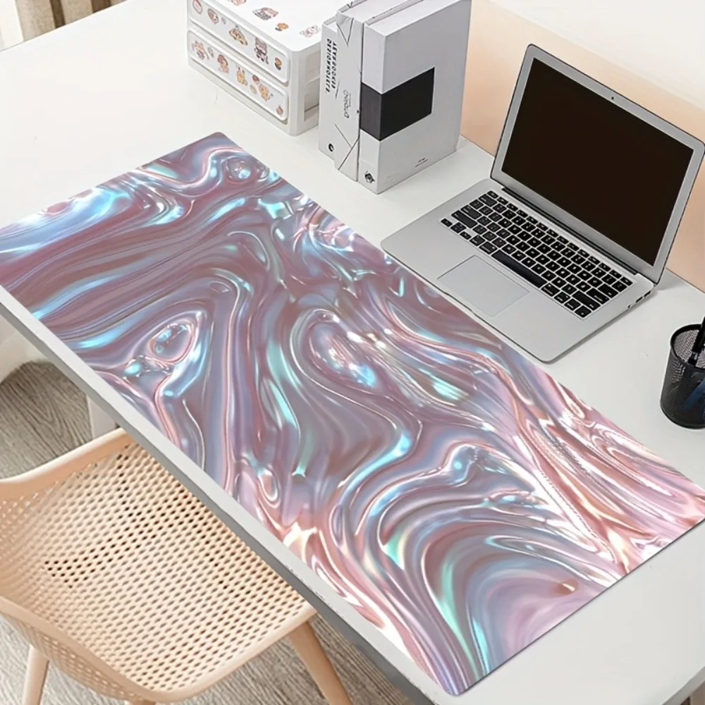 Abstract texture pattern design gaming mouse pad, pearlized light red, anti-slip table mat alfombrillas para escritorio
